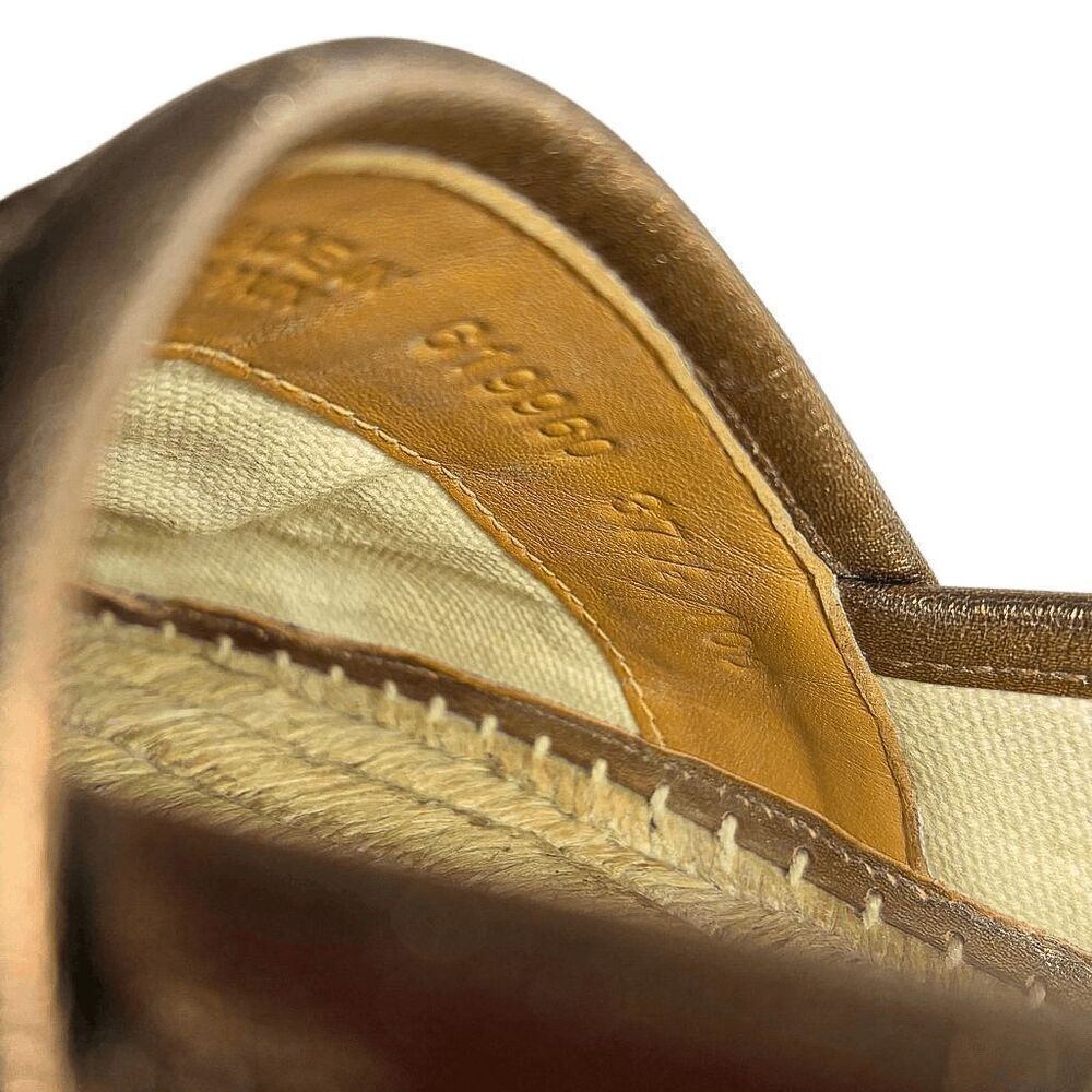 Gucci GG Logo Lamé Canvas Espadrilles Brown Bronze Metallic Logo Flats 37.5 - Picture 4 of 10